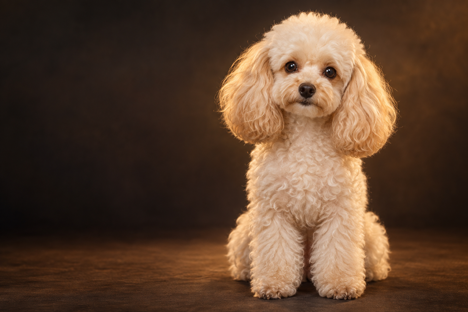 Poodle de pelaje crema recién arreglado